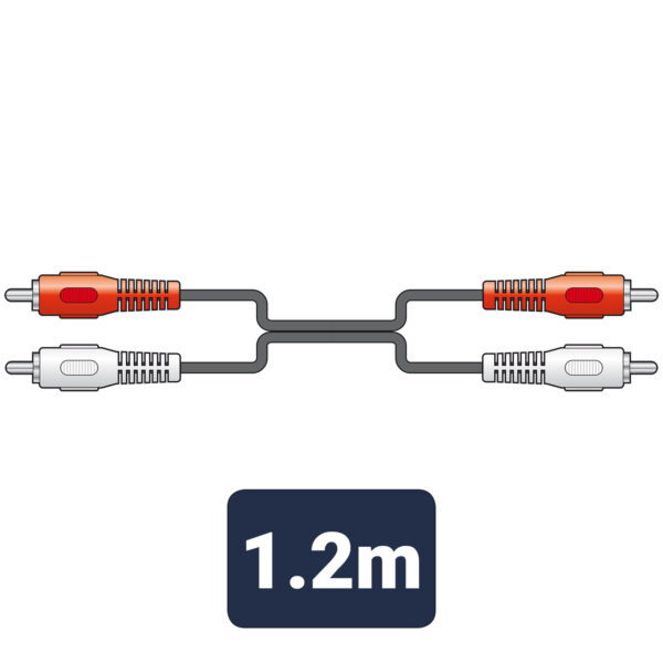 2 x RCA Plugs to 2 x RCA Plugs Leads 1.2m