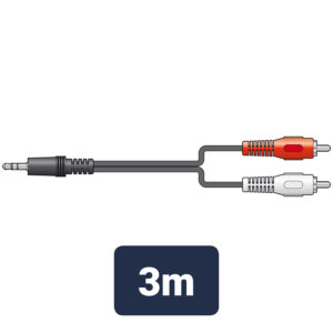 3.5mm Stereo Plug to 2 x RCA Plugs Aux Lead – 3m Long