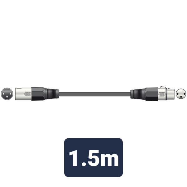 QTX Professional DMX Lighting Lead 3-pin XLR plug to 3-pin XLR socket - 1.5m
