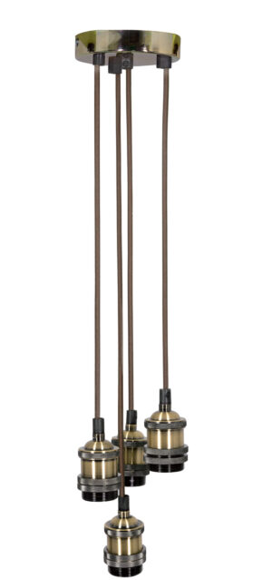 Lyyt Quad Antique Brass Vintage E27 Pendant Cord Set