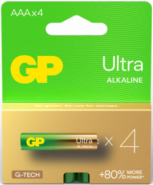 GP Ultra AAA Alkaline Battery 1.5V 4 Pack