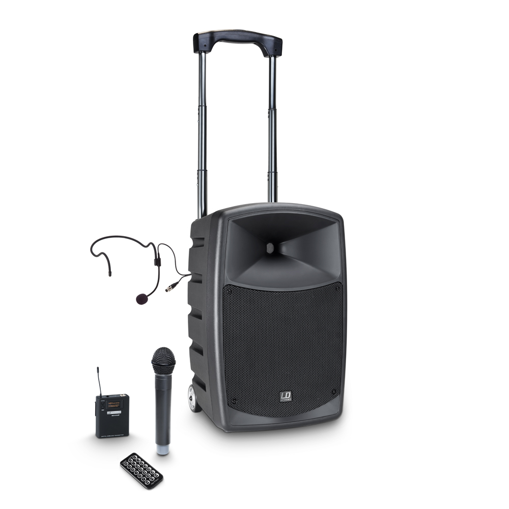 LD Systems Roadbuddy 10 HBH 2 Battery Powered Bluetooth Speaker with Wireless HandHeld Microphone, Bodypack and Headset