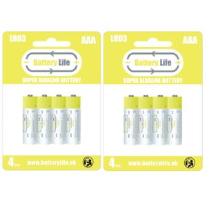 Battery Life AAA Super Alkaline Long Lasting Batteries (8 pack) LR03 1.5v (UK Brand)