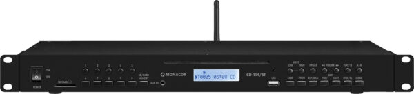 Monacor CD-114/BT CD MP3 player with Bluetooth, USB port and SD card slot
