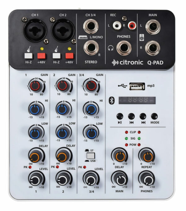 Q-PAD Mini Mixer with USB/BT and Audio Interface