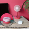 Prem-I-Air Compact USB Rechargeable Desktop Fan with Adjustable Head (Pink) - Image 2