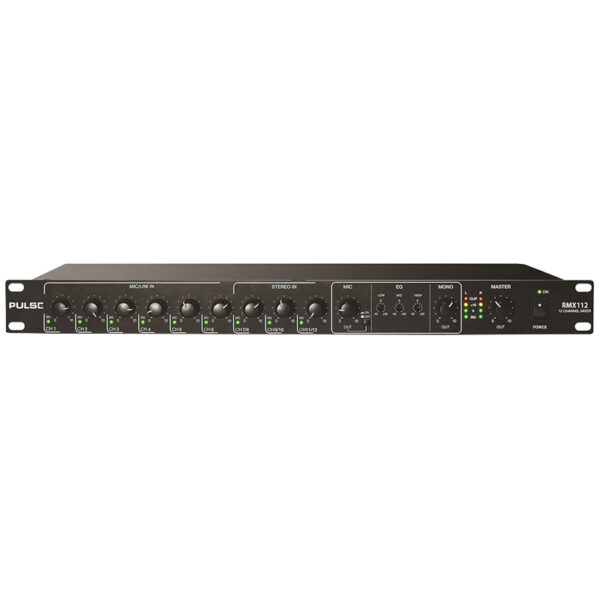 Pulse RMX112 19″ 1U 12 Channel Mic/Line Rack Mixer with Priority