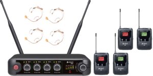 Chord XU4 UHF Microphone System with 4 Bodypacks, 4 Headsets and 4 Lapel Mics