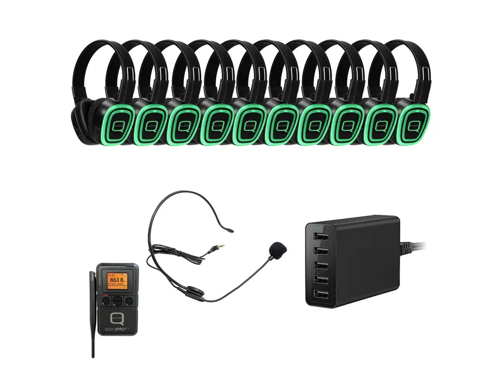 Q Audio 10 Way Silent Disco Bundle With Portable Bluetooth Transmitter & Charger - Image 2