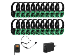 Q Audio 20 Way Silent Disco Bundle With Portable Bluetooth Transmitter & Charger