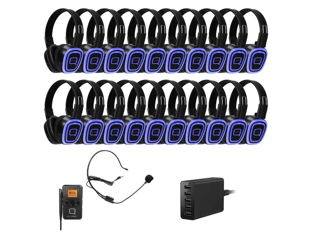 Q Audio 20 Way Silent Disco Bundle With Portable Bluetooth Transmitter & Charger - Image 2