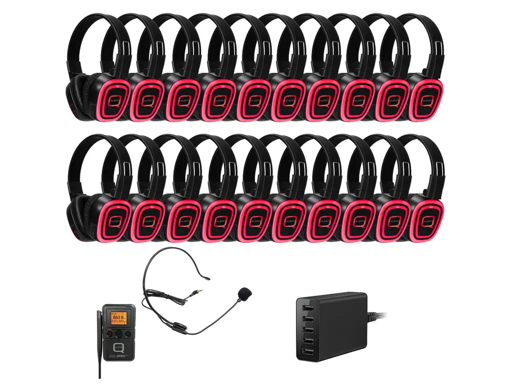 Q Audio 20 Way Silent Disco Bundle With Portable Bluetooth Transmitter & Charger - Image 3