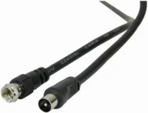 F Plug to Coax Plug Lead with RG59 Coaxial Cable, 1.5m Black