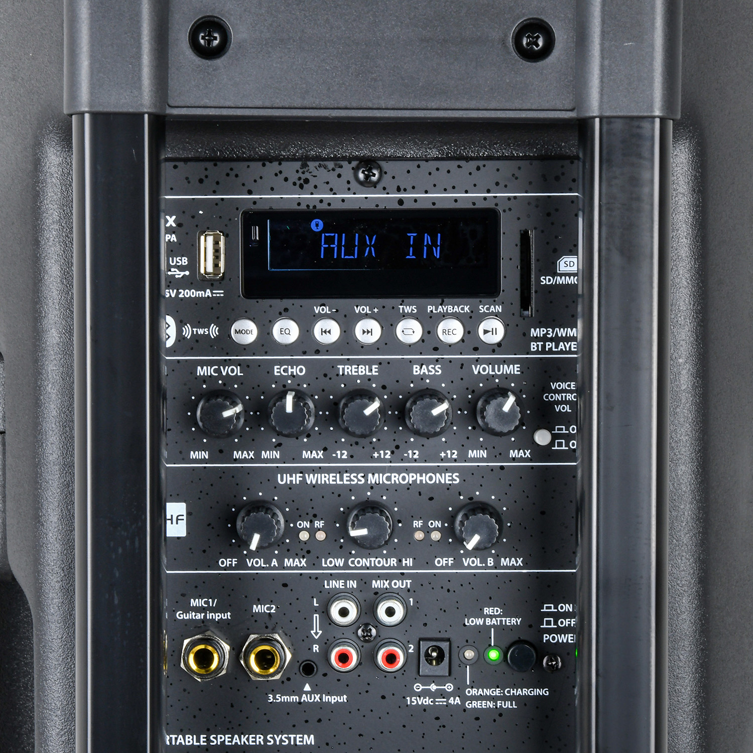 QTX QR12PA Portable PA Speaker with Bluetooth, TWS, 2 x Wireless UHF Handheld Microphones and Headset with Bodypack - Image 6