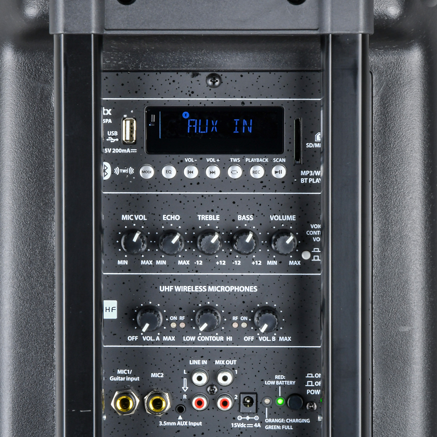 QTX QR15PA Portable PA Speaker with Bluetooth, TWS, 2 x Wireless UHF Handheld Microphones - Image 5