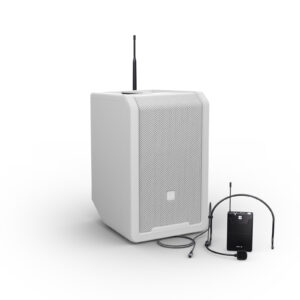 LD Systems ANNY® 8 BPH B8 W Portable Rechargeable Bluetooth® PA Speaker with Headset Mic & Bodypack – Pure White