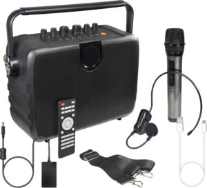 Portable PA with Wireless Handheld and Headset Microphones + Bluetooth