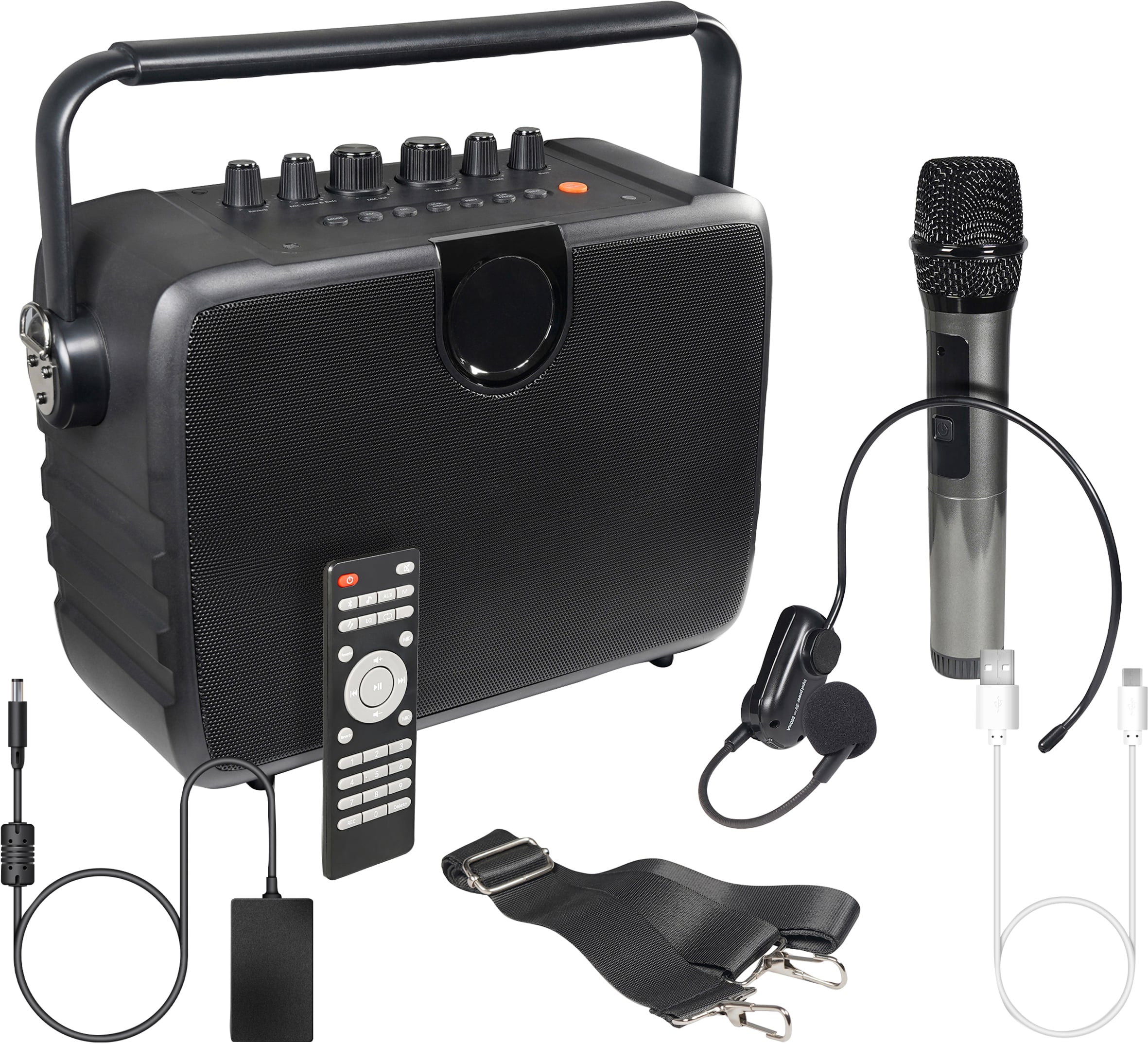 Portable PA with Wireless Handheld and Headset Microphones + Bluetooth