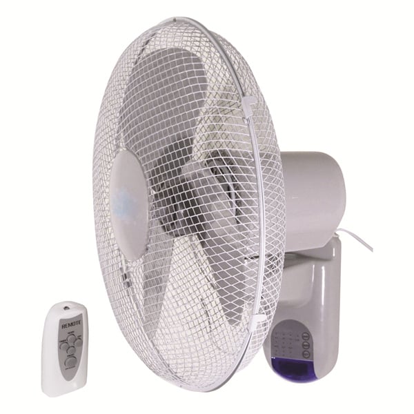 Pro-Elec 16" Wall Fan with Remote Control in White