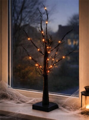 LED Halloween Black Glitter Tree