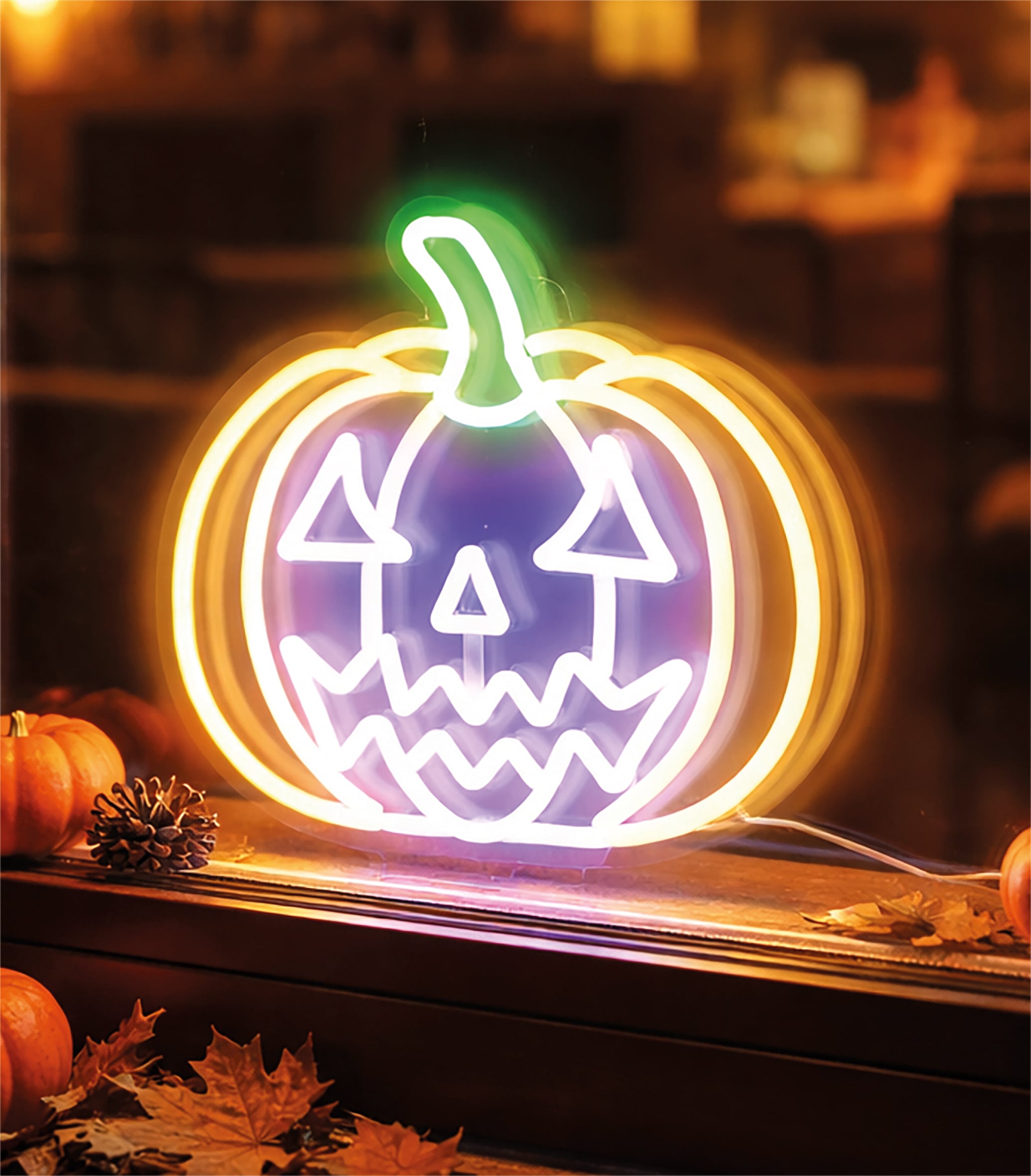 Halloween Pumpkin Silhouette Neon Light