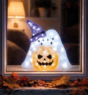White LED Pumpkin and Ghosts Outdoor Halloween Decoration