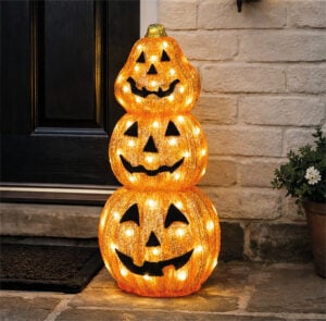 LED Pumpkin Stack Outdoor Halloween Decoration with Timer