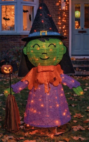 Foldable LED Witch Outdoor Halloween Decoration