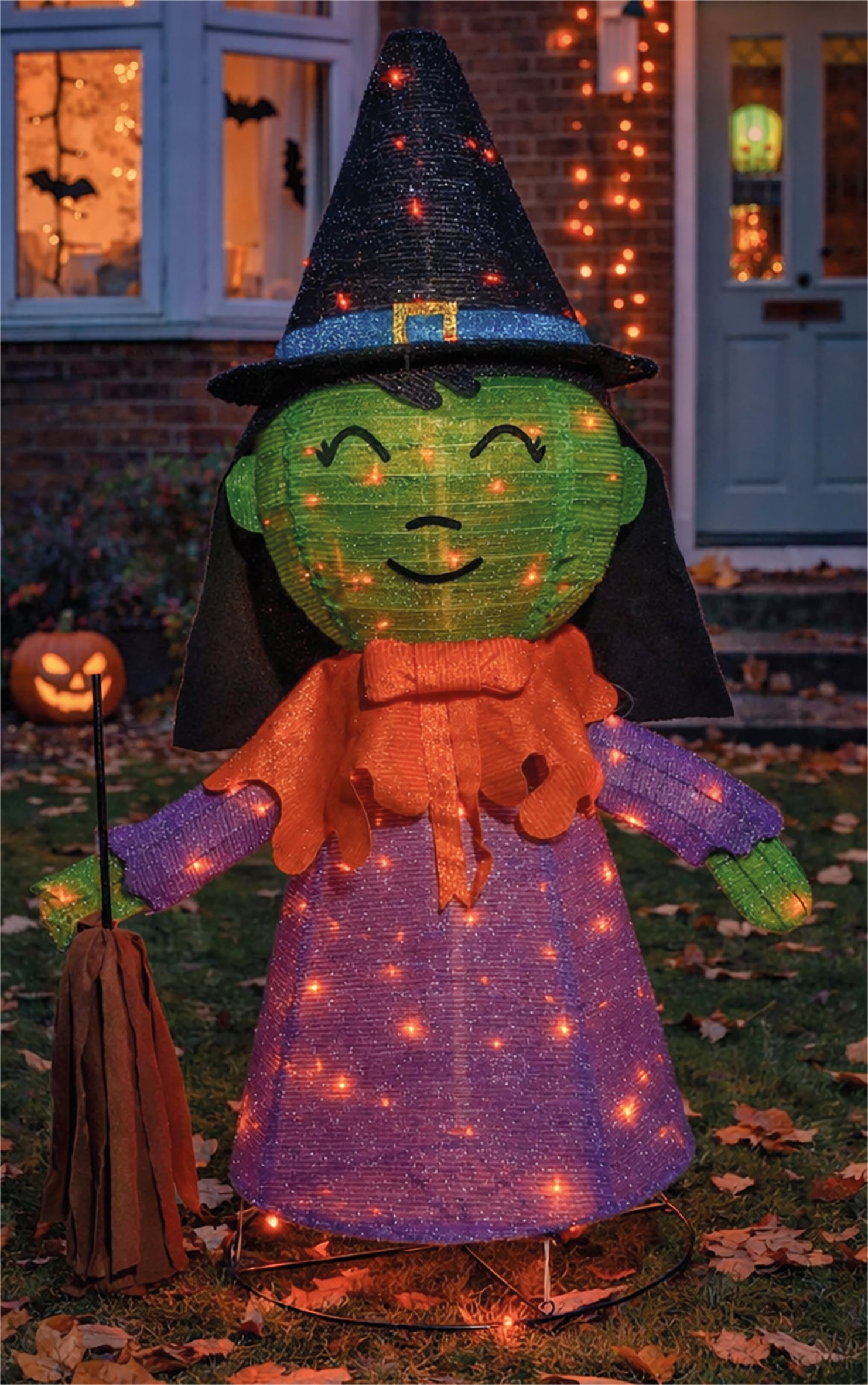 Foldable LED Witch Outdoor Halloween Decoration