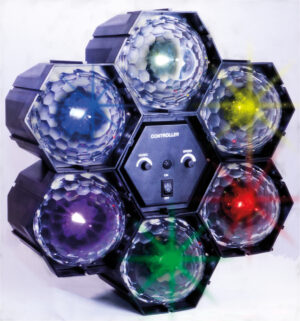 6 Way Multi-Coloured LED Crystal Effect Disco/Party Light with inbuilt Sound to Light